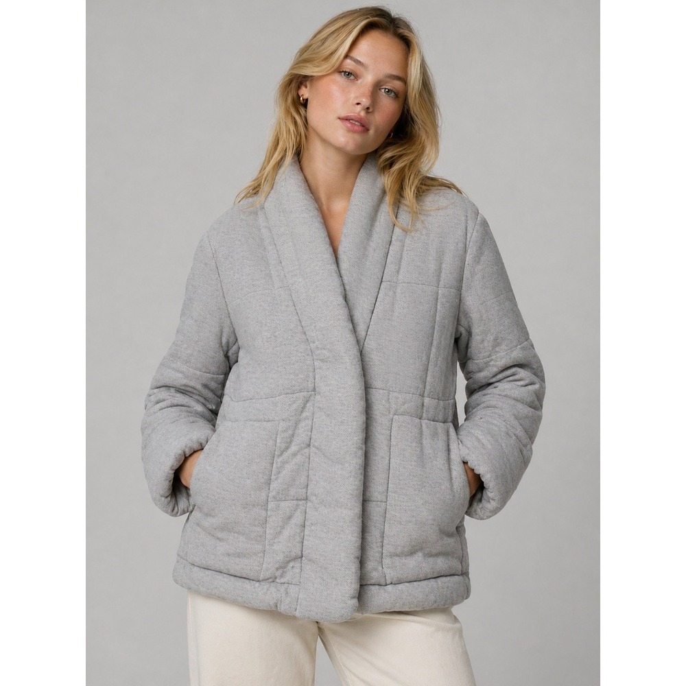 Wilfred Free Aritzia Ganna Puffer Jacket Heather Grey Cotton Wrap Coat XS